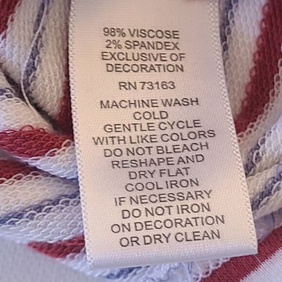 Cupio Womens Blouse Front Tie Button Short Sleeve Stripes Red Medium - Picture 7 of 11